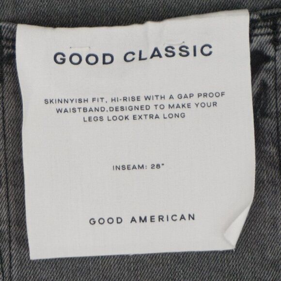 New Good American Good Classic Raw Hem Slim Jeans in Black170 SZ 2/26 - Picture 10 of 15